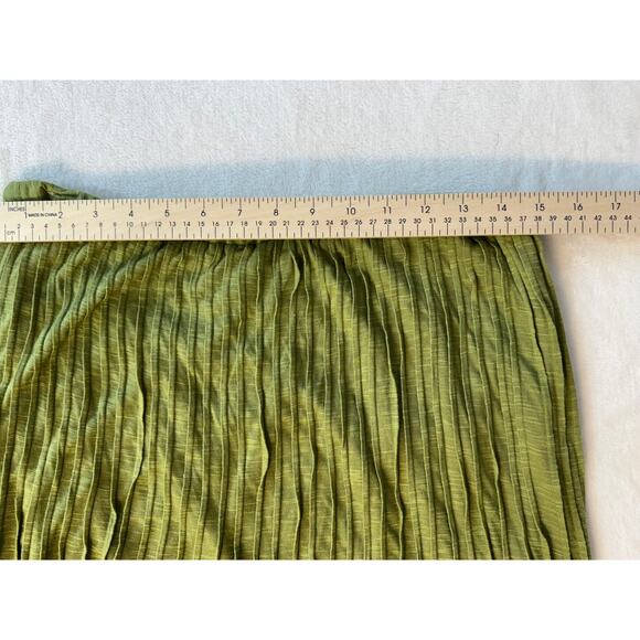 Tracy Reese Green Midi Skirt Pull on Pleated Knee High Twirl M High Low - Picture 5 of 8